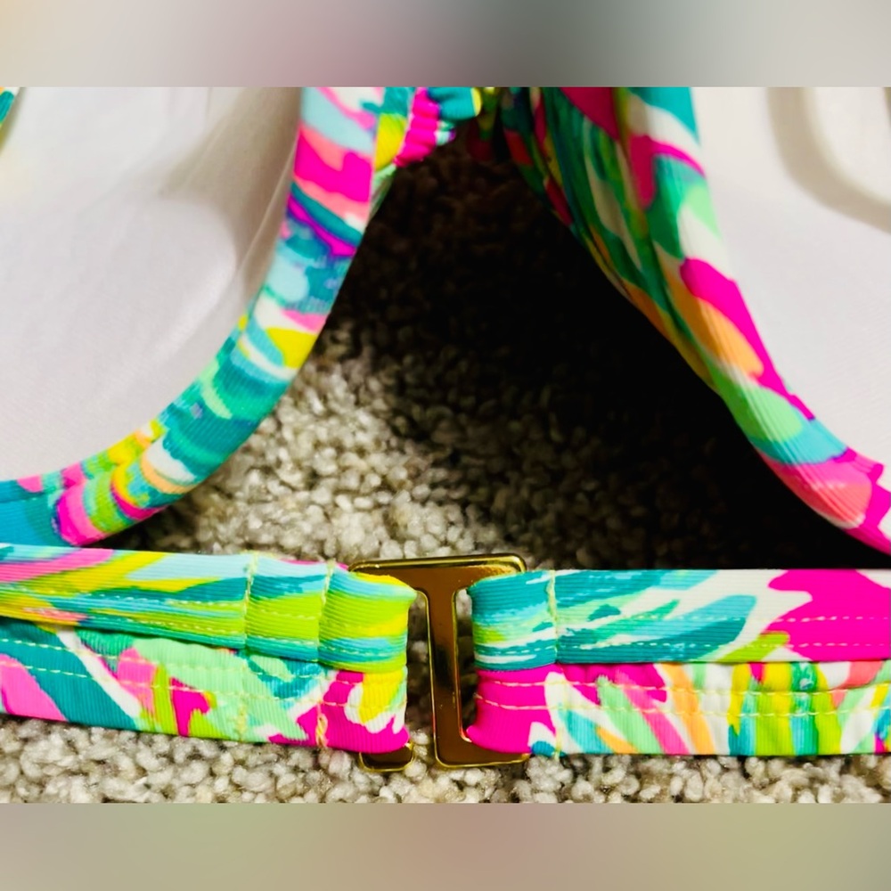 Lily Pulitzer bikini 2 4 tropical underwire pink teal yellow - Picture 6 of 8